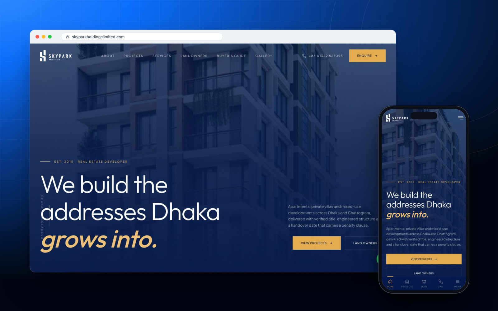Real Estate Developer Website with Landowner Joint-Venture Enquiries